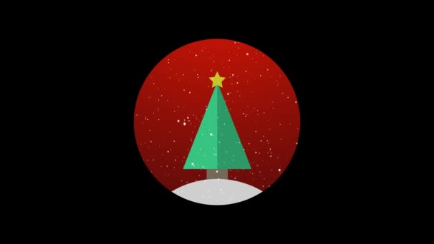 Motion Graphics Flat Animation Christmas Tree Falling Snow Background — Stock Video
