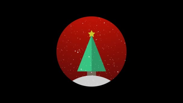 Animación Plana Gráficos Movimiento Del Árbol Navidad Nieve Que Cae — Vídeos de Stock