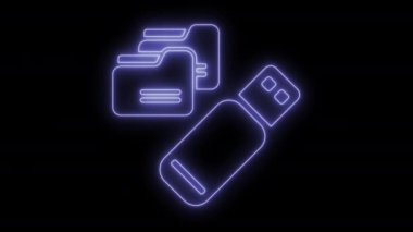 Animasyonlu USB kalem ve klasörler simgesi 4k