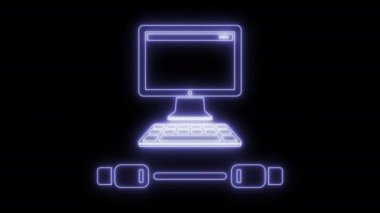 Animasyonlu USB kablosu ve PC simgesi 4k
