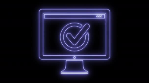 Анимированная иконка проверки компьютера 4K — стоковое видео