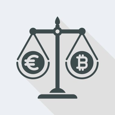 Ölçekler Euro ve Bitcoin karşılaştırın