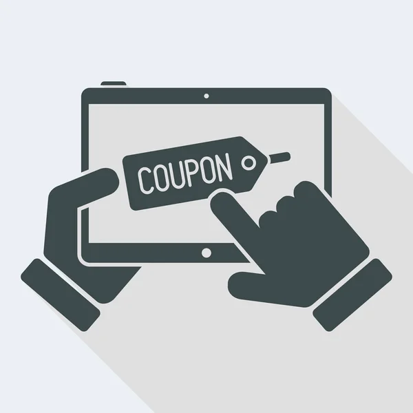 Coupon label on tablet — Stock Vector