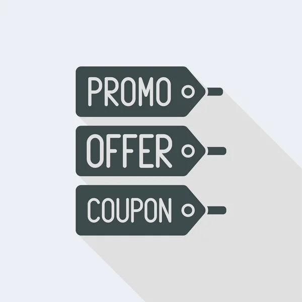 Promo, offerta e coupon etichetta tag — Vettoriale Stock
