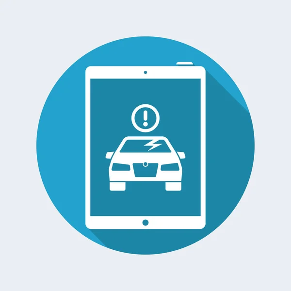 Alerta en la tableta para accidente de cristal del coche — Vector de stock