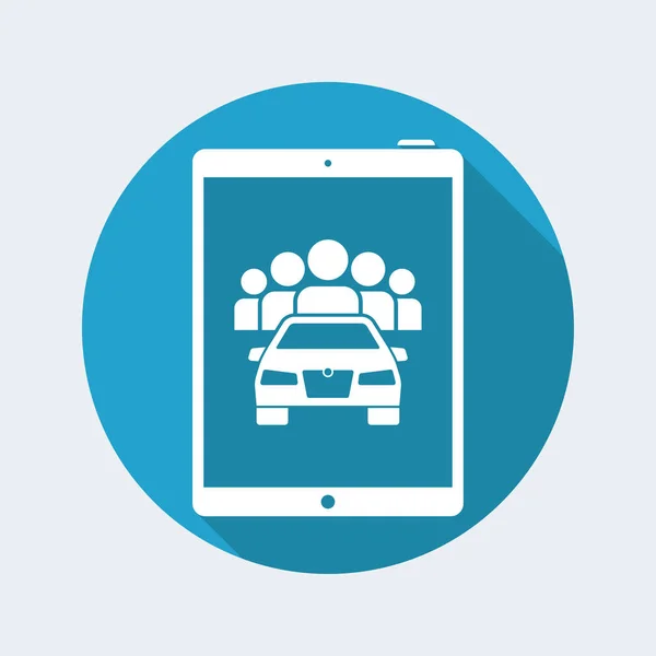 Uso compartido de coches en la tableta — Vector de stock