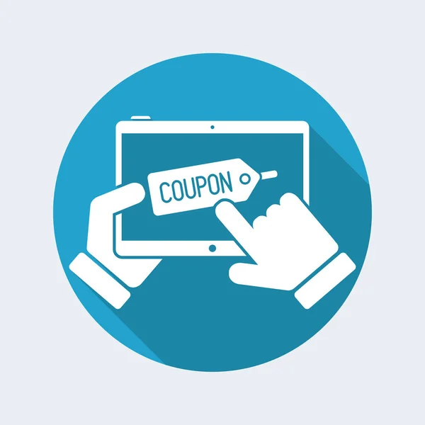 Coupon label on tablet — Stock Vector