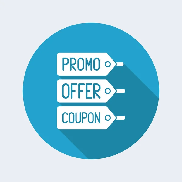 Promo, offerta e coupon etichetta tag — Vettoriale Stock