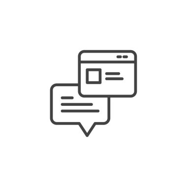 Sosyal sayfada sohbet uygulaması. Doğrusal simge.