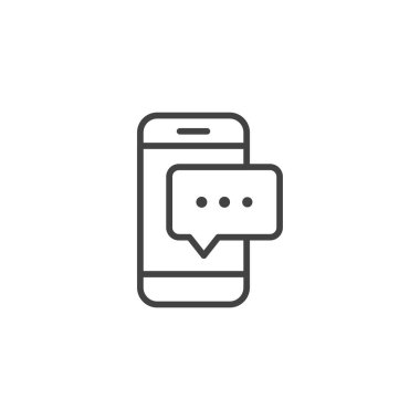 Akıllı telefonda mobil sohbet. Doğrusal simge.