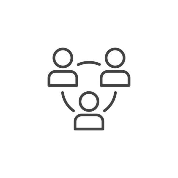 Teamwork network linear icon — Stock Vector