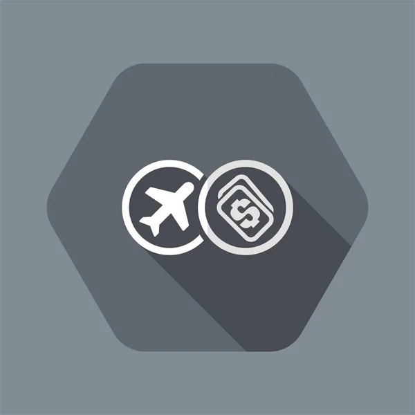 Vektor illustration av flygplan biljett kostnad enda isolerade ikon — Stock vektor
