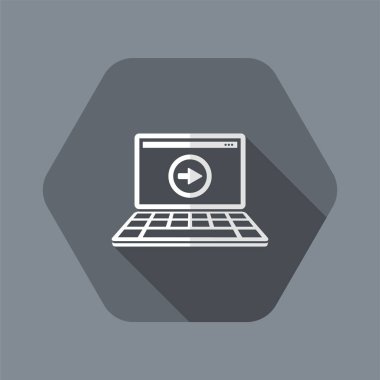 Bilgisayar ve sonraki simgesini - vektör düz en az simgesi