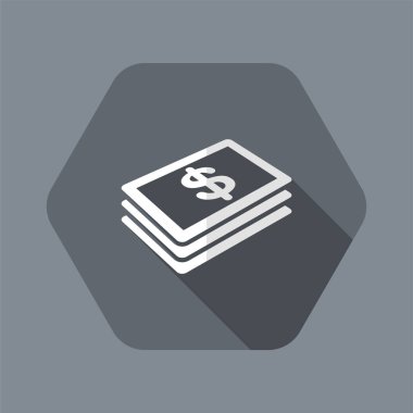 Dolar banknot düz simgesi