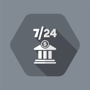 Bankacılık hizmetleri 7/24 - vektör düz simgesi