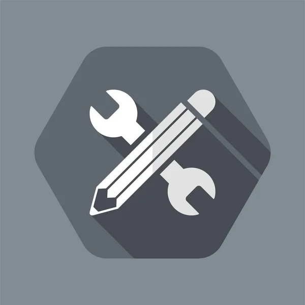 Wrench and pen - Design project - Vector web flat icon — Stock Vector