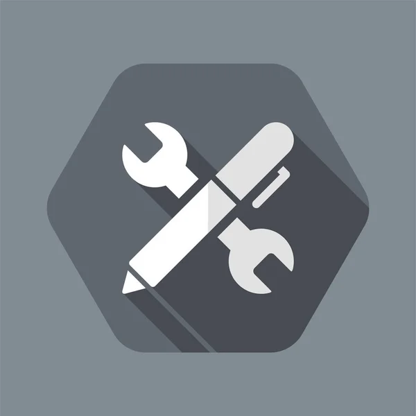 Wrench and pen - Design project - Vector web flat icon — Stock Vector