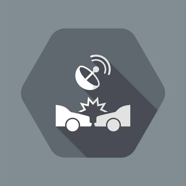 Protección por satélite para accidentes de coche - Vector icono web — Vector de stock