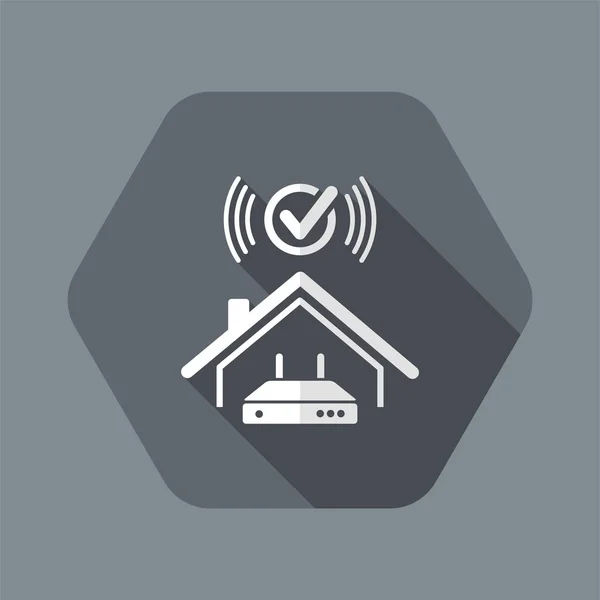 Verifique o sistema wi-fi em casa - Ícone web vetorial — Vetor de Stock