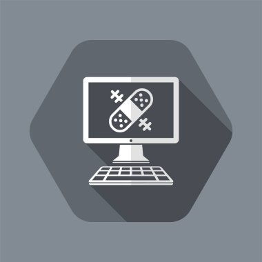 Cumputer onarım yardım hizmeti - vektör web simgesi