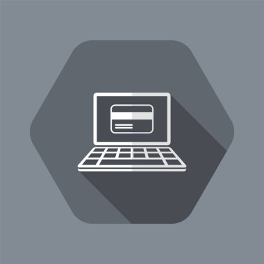 Online alışveriş düğme - kredi kartı - vektör düz simgesi