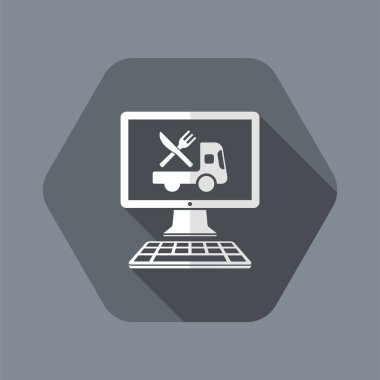 Online yemek salonu - dağıtım - vektör düz simgesi