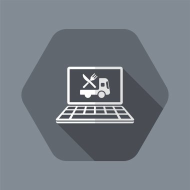 Online yemek salonu - dağıtım - vektör düz simgesi