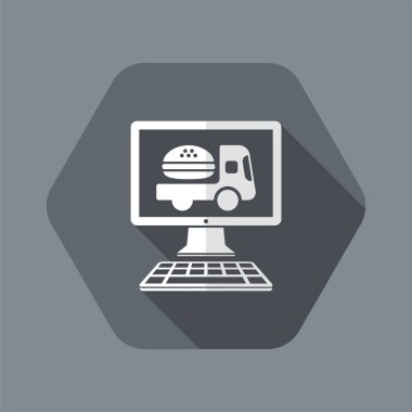Online Fast food teslim - vektör düz simgesi