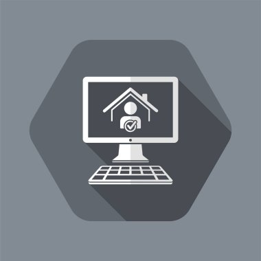 Evi - vektör simge bilgisayar Web sitesi veya uygulama için kontrol edin