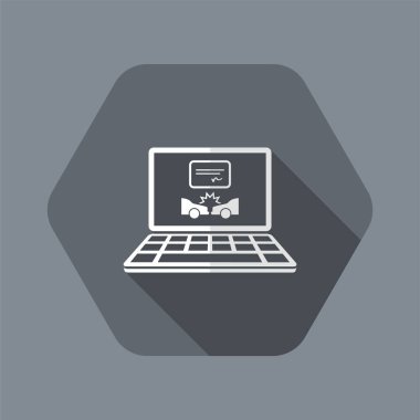 Araba kazası belge online - bilgisayar Web sitesi için vektör simge veya 