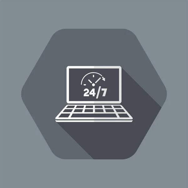 Diensten van het web van de full-time 24/7 - Vector platte pictogram — Stockvector