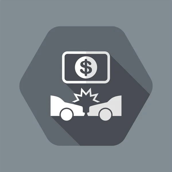Paiement d'assurance auto - Dollars - Icône plate vectorielle — Image vectorielle