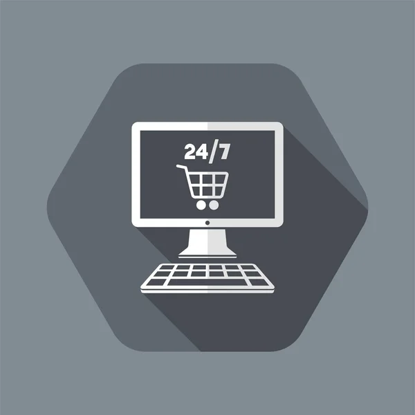 Покупки онлайн 24 / 7 - Векторная плоская иконка — стоковый вектор