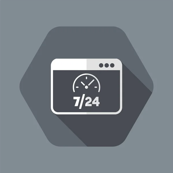 Services web 7 / 24 à temps plein - icône plate vectorielle — Image vectorielle