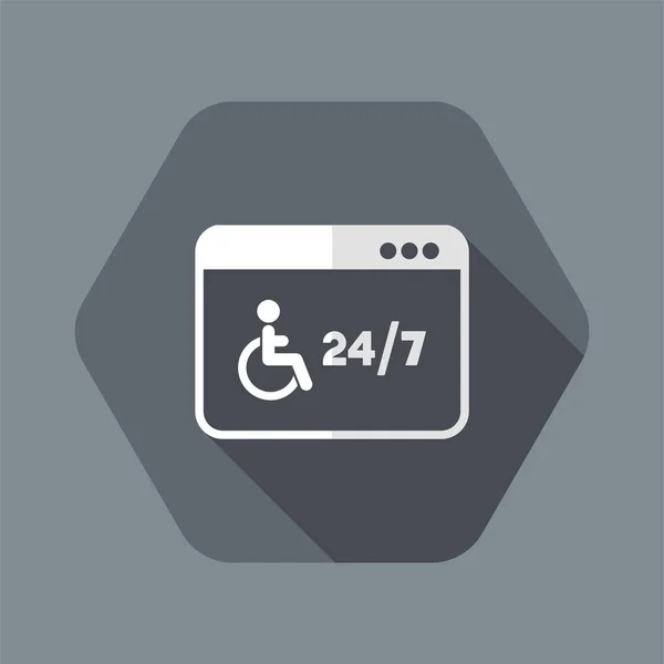 Servizi online per disabili 24 / 7 - Icona piatta vettoriale — Vettoriale Stock