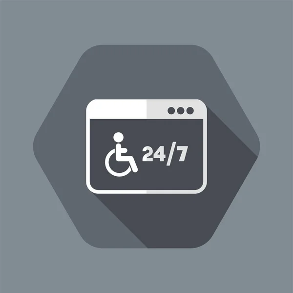 Online gehandicapten diensten 24/7 - Vector platte pictogram — Stockvector