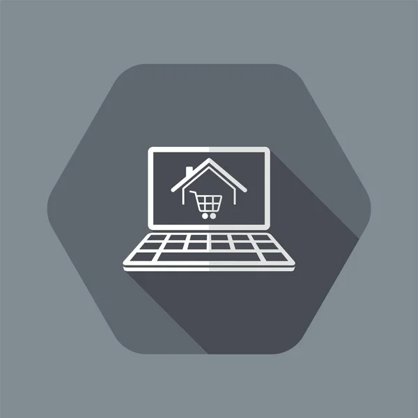 E-shopping och hus leverans - vektor ikonen för dator webbplats — Stock vektor