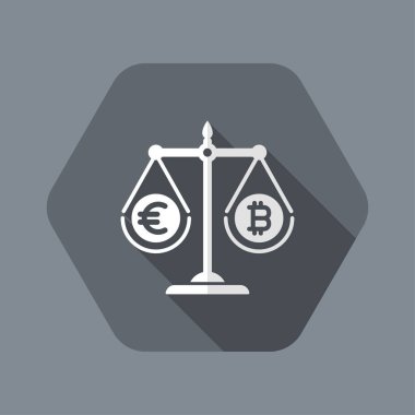 Ölçekler Euro ve Bitcoin karşılaştırın