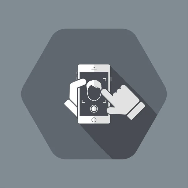Smartphone ta ett porträtt Foto — Stock vektor