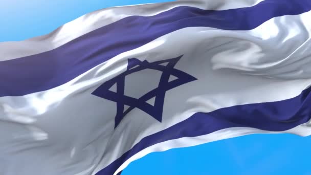 Israël Drapeau Vidéo Agitant Dans Vent Arrière Plan Israélien Réaliste — Video