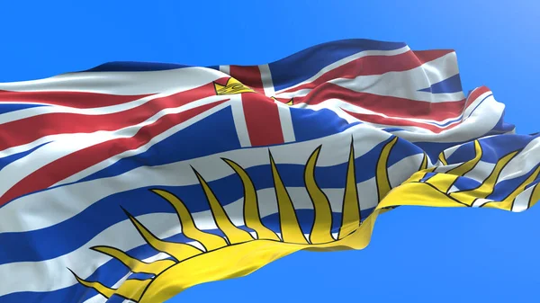 Βρετανική Σημαία Κολούμπια Καναδάς Ρεαλιστικό Κυματίζει Φόντο Σημαία — Φωτογραφία Αρχείου