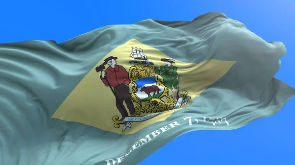 Delaware United States America State Usa Realistic Waving Flag Background — Stock Photo, Image