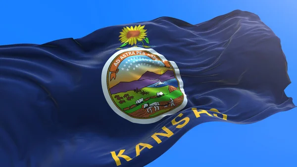 Kansas Amerikas Förenta Stater Usa Realistisk Viftande Flagga Bakgrund — Stockfoto