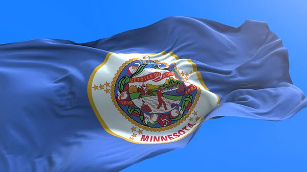 明尼苏达州 美利坚合众国州 三维现实的挥旗背景 — 图库照片