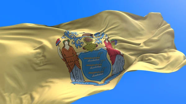新泽西州 美利坚合众国州 三维现实挥动国旗背景 — 图库照片