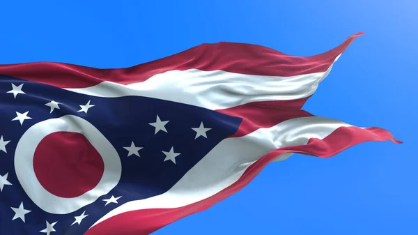 Ohio Amerikas Förenta Stater Usa Realistisk Viftande Flagga Bakgrund — Stockfoto