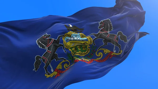 宾夕法尼亚 美利坚合众国州 三维现实的挥旗背景 — 图库照片