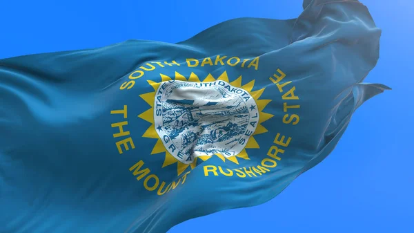 南达科他州 美利坚合众国州 美国3D现实挥动国旗背景 — 图库照片