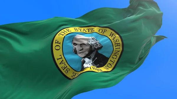 美国华盛顿州 三维现实的挥旗背景 — 图库照片