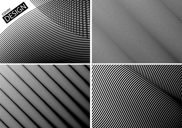 カバーデザインコレクション 幾何学的背景テンプレートイラスト ブラック ホワイトベクトル — ストックベクタ
